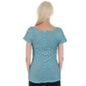 Lines Blue Repeating Textile Cap Sleeve Top View2
