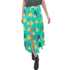 Little Yellow Duckies Velour Split Maxi Skirt by VeataAtticus