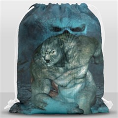 Aweome Troll With Skulls In The Night Drawstring Bag (large) by FantasyWorld7