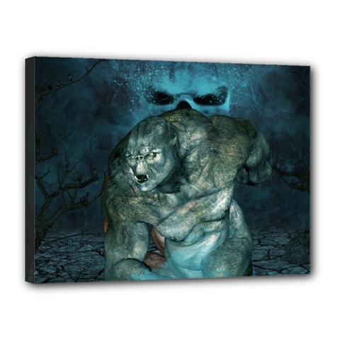 Aweome Troll With Skulls In The Night Canvas 16  X 12  (stretched) by FantasyWorld7