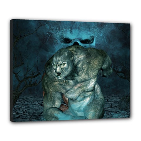 Aweome Troll With Skulls In The Night Canvas 20  X 16  (stretched) by FantasyWorld7