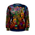 Modern Geometric Art   Dancing In The City Background Solid Dark Blue Women s Sweatshirt View1