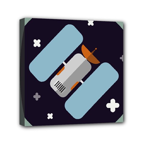 Satellite Machine Space Dark Mini Canvas 6  X 6  (stretched) by Pakrebo