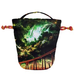 Science Fiction Forward Futuristic Drawstring Bucket Bag by Pakrebo