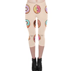 Donut Sweets Baking Food Tasty Capri Leggings  by Pakrebo
