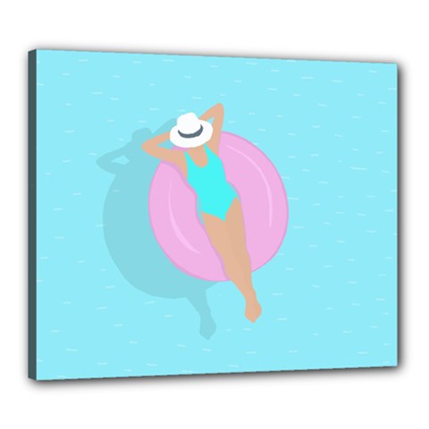 Lady In The Pool Canvas 24  X 20  (stretched) by Valentinaart