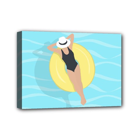 Lady In The Pool Mini Canvas 7  X 5  (stretched) by Valentinaart