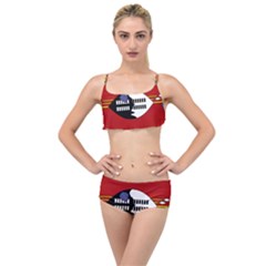 Swaziland Flag Map Geography Layered Top Bikini Set by Sapixe