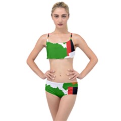 Zambia Flag Map Geography Outline Layered Top Bikini Set by Sapixe