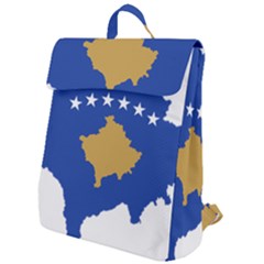 Kosovo Country Europe Flag Borders Flap Top Backpack by Sapixe