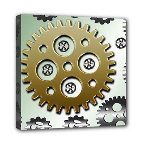 Gear Background Sprocket Mini Canvas 8  X 8  (stretched) by HermanTelo