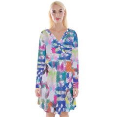 Colorful Crayons                                 Long Sleeve Front Wrap Dress by LalyLauraFLM