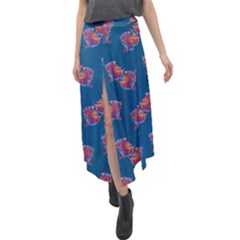 Swimming Fighting Fish Velour Split Maxi Skirt by VeataAtticus