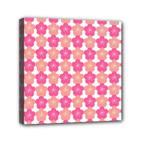 Sakura Flower Pattern Mini Canvas 6  X 6  (stretched) by Pakrebo