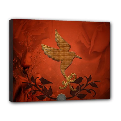 Elegant Decorative Bird Canvas 14  X 11  (stretched) by FantasyWorld7
