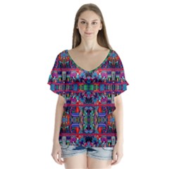 H 7 V-neck Flutter Sleeve Top by ArtworkByPatrick