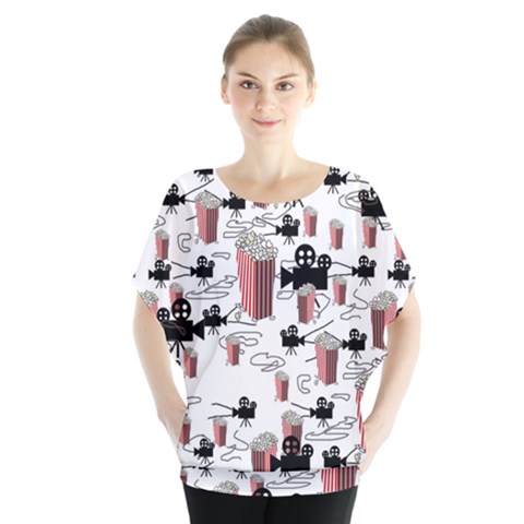 Movies And Popcorn Batwing Chiffon Blouse by bloomingvinedesign