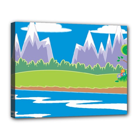 Nature Tree Water Grass Sun Canvas 14  X 11  (stretched) by Pakrebo