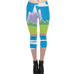 Nature Tree Water Grass Sun Capri Leggings  by Pakrebo