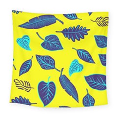 Leaves On A Yellow Background                                 Square Tapestry by LalyLauraFLM