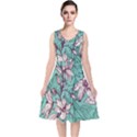 Vintage Floral Pattern V-Neck Midi Sleeveless Dress  View1