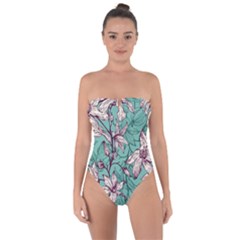 Vintage Floral Pattern Tie Back One Piece Swimsuit by Sobalvarro