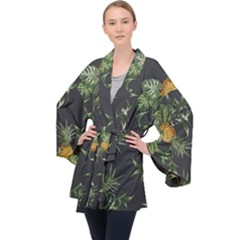 Pineapples Pattern Velvet Kimono Robe by Sobalvarro