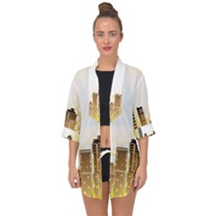 Life Urban City Scene Building Open Front Chiffon Kimono by Simbadda