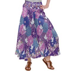 Floral Patchwork Satin Palazzo Pants by flowerland