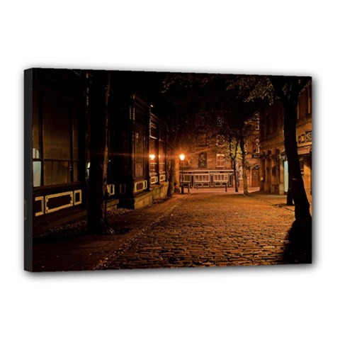 City Night Dark Architecture Lamps Canvas 18  X 12  (stretched) by Sudhe