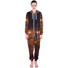 City Night Dark Architecture Lamps Hooded Jumpsuit (ladies)  by Sudhe