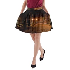 City Night Dark Architecture Lamps A-line Pocket Skirt by Sudhe