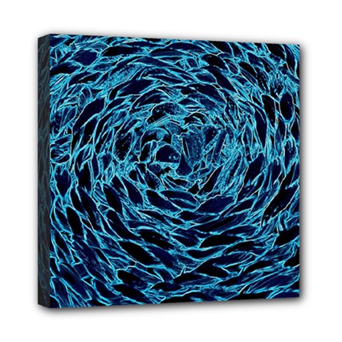 Neon Abstract Surface Texture Blue Mini Canvas 8  X 8  (stretched) by HermanTelo