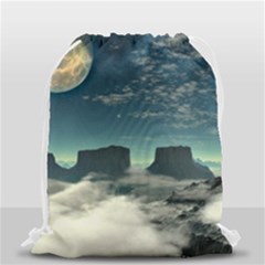 Lunar Landscape Space Mountains Drawstring Bag (small) by Simbadda
