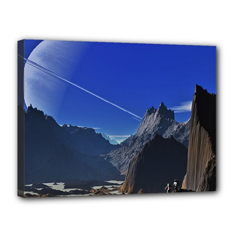 Saturn Landscape Mountains Canvas 16  X 12  (stretched) by Simbadda