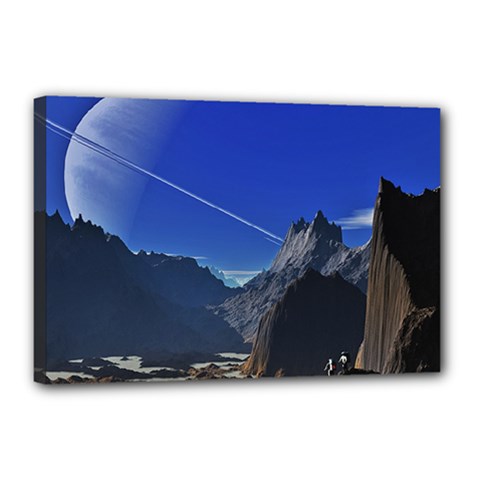 Saturn Landscape Mountains Canvas 18  X 12  (stretched) by Simbadda