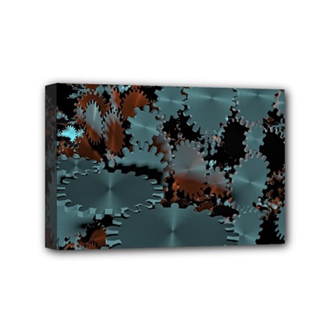 Gear Gears Technology Transmission Mini Canvas 6  X 4  (stretched) by Simbadda