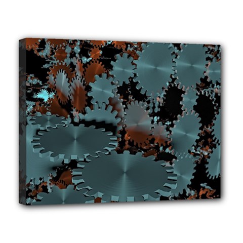 Gear Gears Technology Transmission Canvas 14  X 11  (stretched) by Simbadda