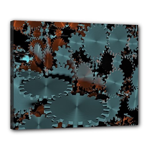Gear Gears Technology Transmission Canvas 20  X 16  (stretched) by Simbadda