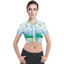 Scrapbooking Tropical Pattern Short Sleeve Cropped Jacket View1