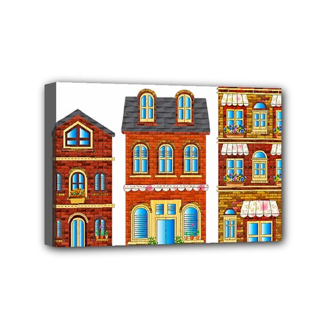 City Buildings Brick Architecture Mini Canvas 6  X 4  (stretched) by Simbadda