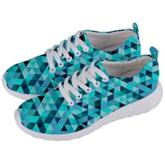 Teal Triangles Pattern Men s Lightweight Sports Shoes by LoolyElzayat