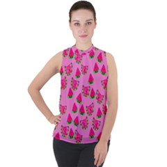 Watermelons Pattern Mock Neck Chiffon Sleeveless Top by bloomingvinedesign