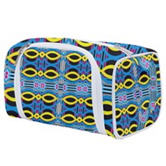 Yellow And Blue Ovals                                  Toiletries Pouch by LalyLauraFLM
