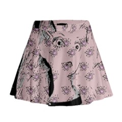 Wide Eyed Girl Pink Mini Flare Skirt by snowwhitegirl