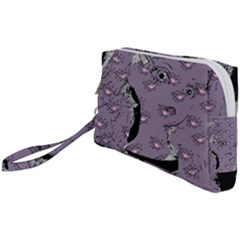 Wide Eyed Girl Grey Lilac Wristlet Pouch Bag (small) by snowwhitegirl