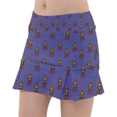 Nerdy 60s  Girl Pattern Dark Purple Tennis Skirt by snowwhitegirl