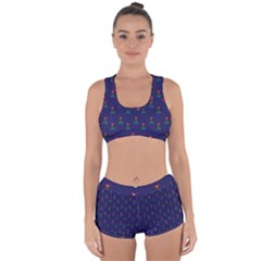 Nerdy 60s  Girl Pattern Blue Racerback Boyleg Bikini Set by snowwhitegirl