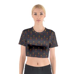 Nerdy 60s  Girl Pattern Grey Cotton Crop Top by snowwhitegirl