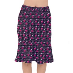 Cherries An Bats Black Short Mermaid Skirt by snowwhitegirl